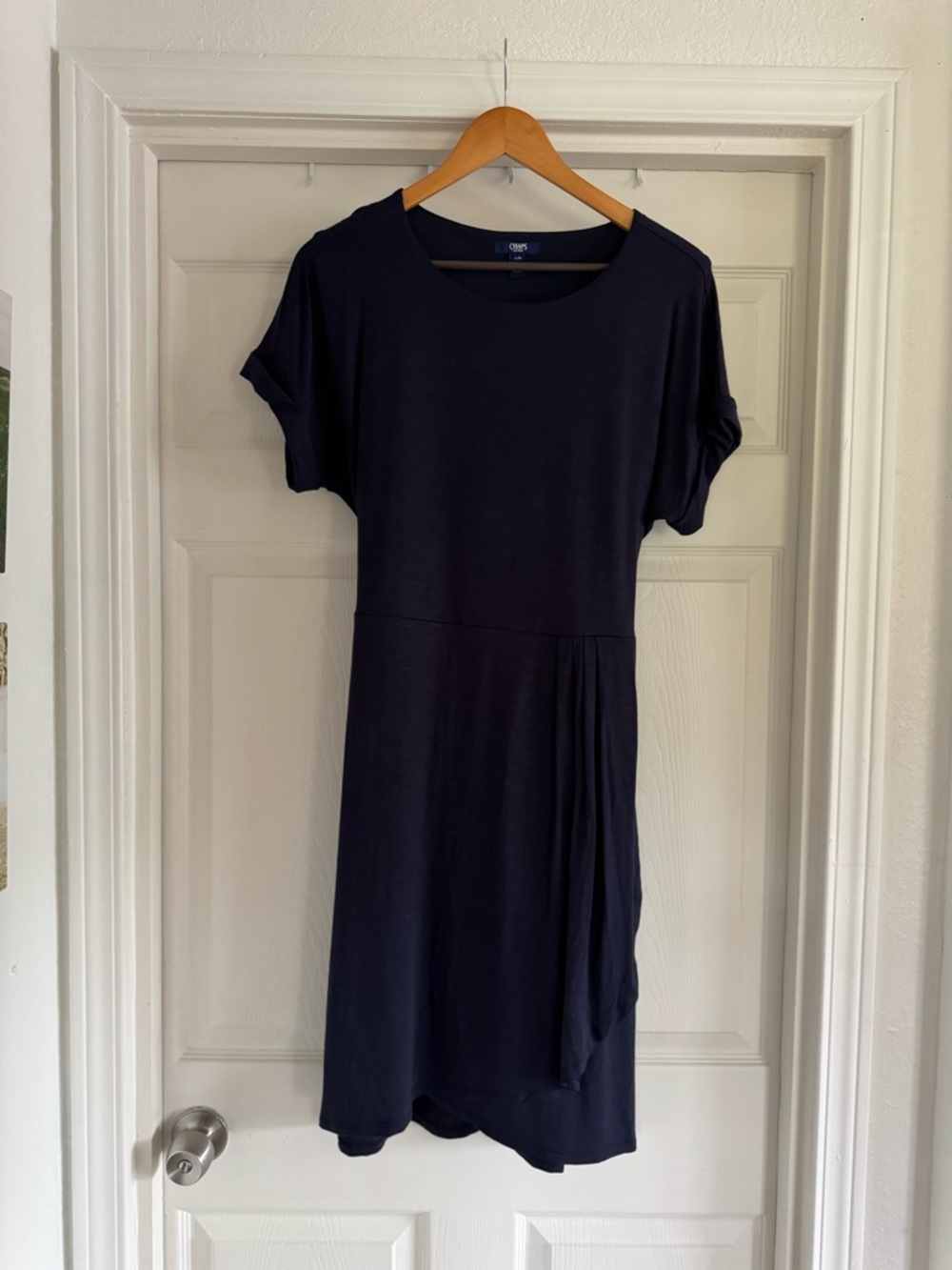 Chaps Navy Short-Sleeve Dress, Size Large